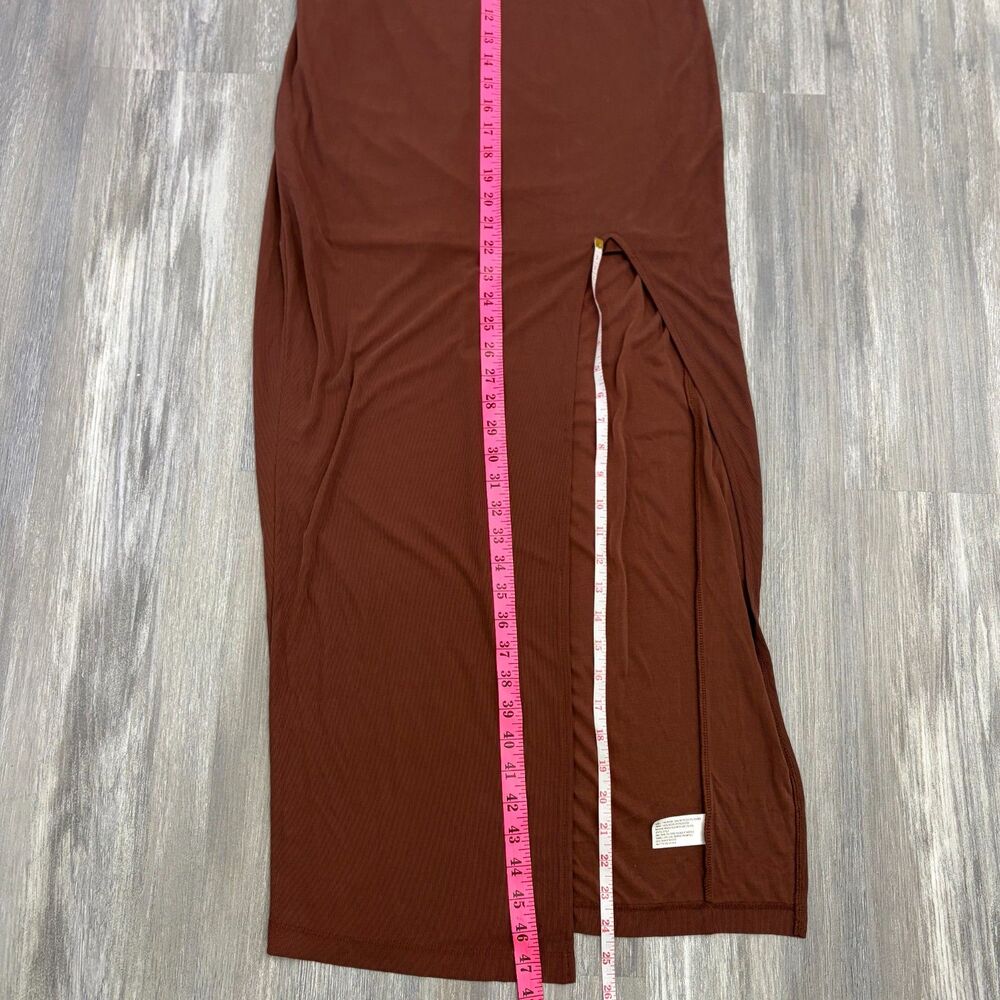 Wild Fable Brown Maxi Dress Womens Small S High Slit Y2K Style Ribbed Knit - Picture 10 of 16
